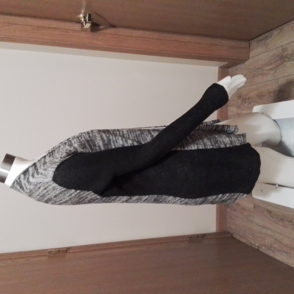 Eileen Fisher linen cardigan sweater, gray/black, size S.